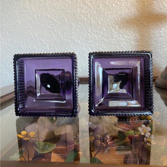Vintage Amethyst Koi Fish candlesticks Deep Violet, Pair, Imperial Glass - Picture 6 of 16